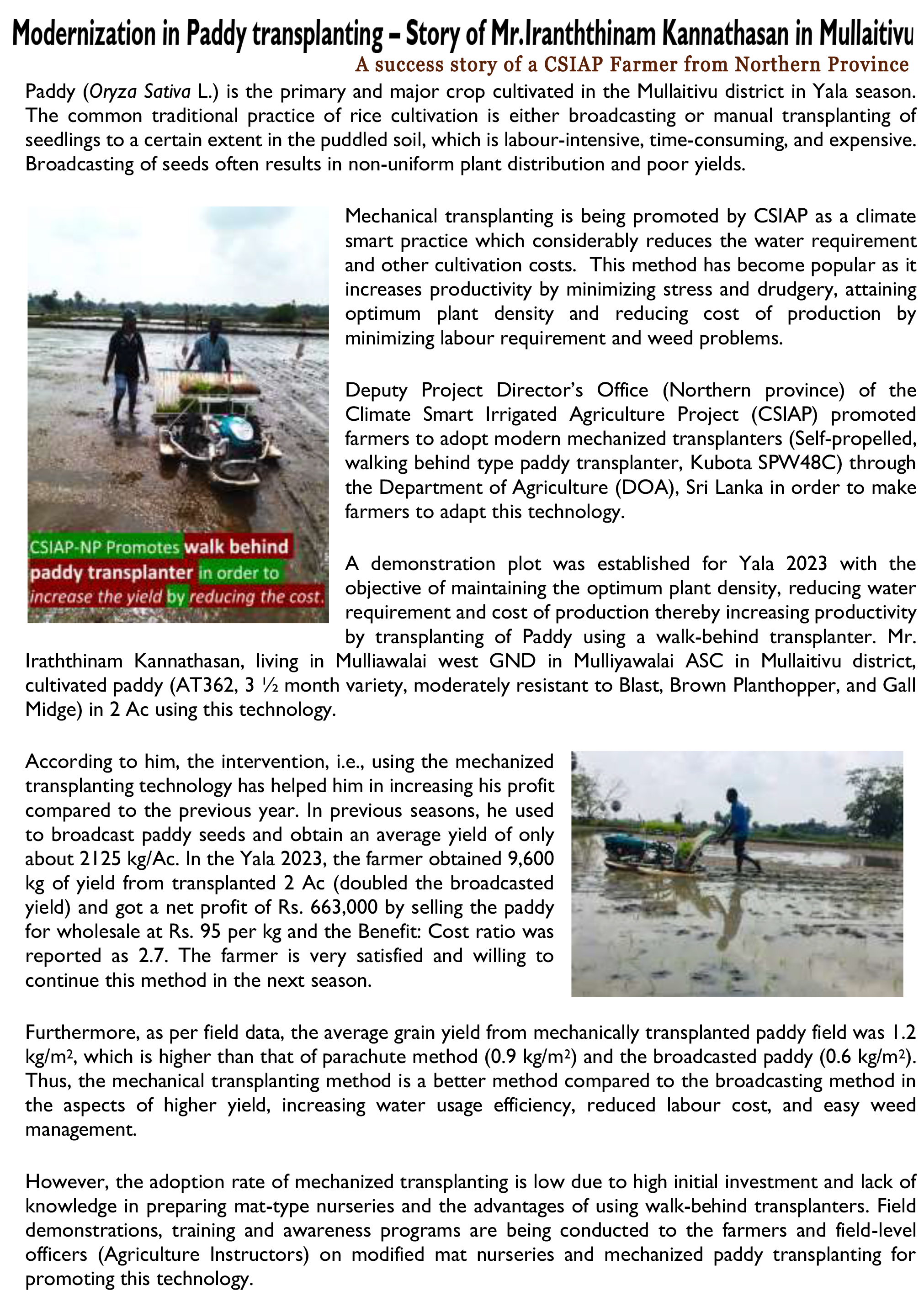 11 NP - Modernization in Paddy transplanting - FINAL success story